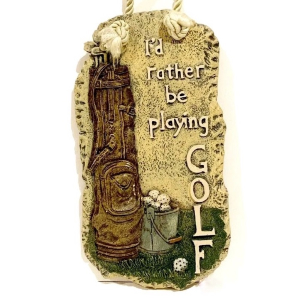 Ceramic I’d Rather Be Playing Golf Wall Hanging Door Decor Fathers Day Dad Clubs